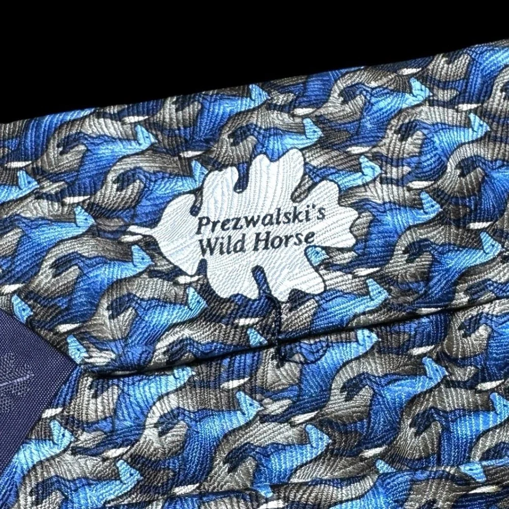 The Nature Conservancy Silk Tie Prezwalskis Wild Horse Karen Bierce Blue Grey